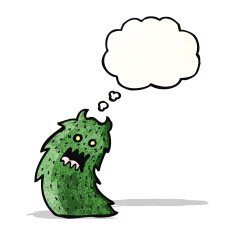 scary monster with thought bubble