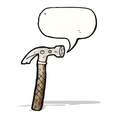 cartoon hammer with speech bubble