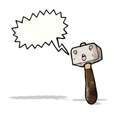 cartoon hammer with speech bubble N2