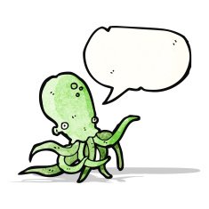 cartoon octopus with speech bubble N37