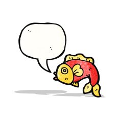 cartoon fish with speech bubble N116