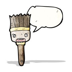 cartoon paintbrush with speech bubble
