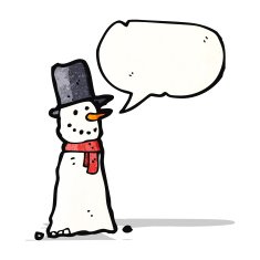 cartoon snowman with speech bubble N10