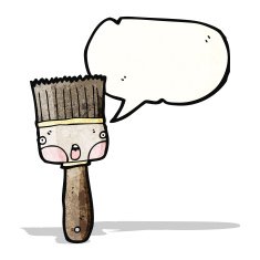 cartoon paintbrush with speech bubble N3