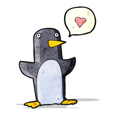 funny cartoon penguin with speech bubble N3