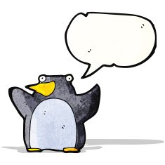 funny cartoon penguin with speech bubble N4