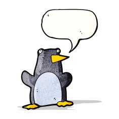 funny cartoon penguin with speech bubble N6