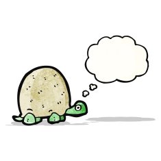 cartoon tortoise with thought bubble N11