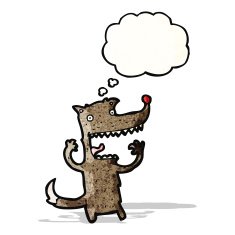 cartoon wolf with thought bubble N33