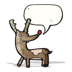cartoon reindeer with speech bubble N7