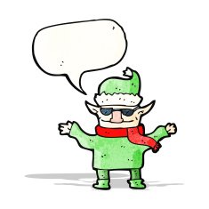 cartoon elf with speech bubble N12