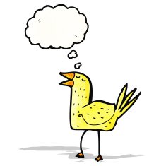 cartoon bird with thought bubble N341