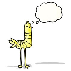cartoon bird with thought bubble N342
