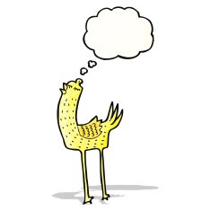 cartoon bird with thought bubble N343