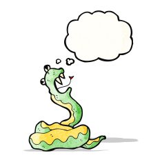 cartoon snake with thought bubble N95