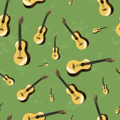 acoustic guitars on grunge background seamless pattern