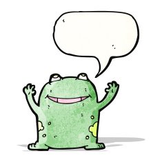 frog with speech bubble cartoon