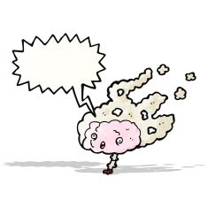 steaming brain with speech bubble