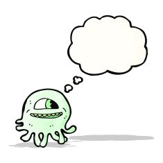 cartoon jellyfish with though bubbble