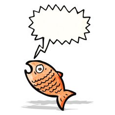 cartoon fish with speech bubble N117