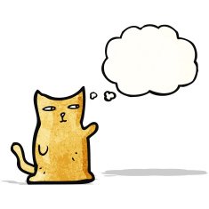 cat with thought bubble cartoon