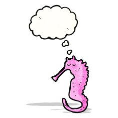 sea horse with thought bubble