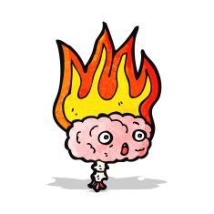 flaming brain cartoon