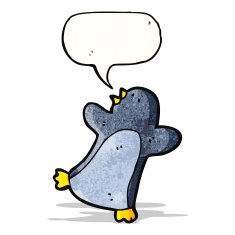 cartoon penguin with speech bubble N39