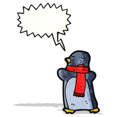 cartoon penguin with speech bubble N40
