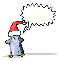 cartoon penguin with speech bubble N41