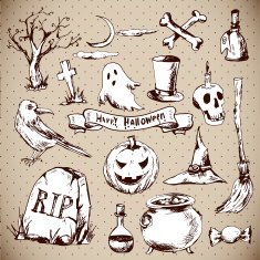 Set of Doodles Design Halloween Elements N3