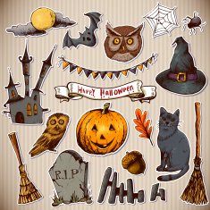 Set of Doodles Design Halloween Elements N5