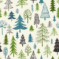 Hand Drawn Christmas Holiday Trees Pattern