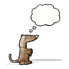 cartoon dog with thought bubble N35