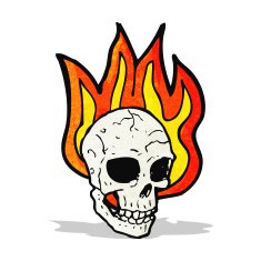 flaming skull cartoon N13