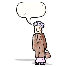 cartoon old woman with speech bubble N3