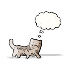 cartoon cat with thought bubble N110