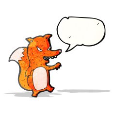 cartoon fox with speech bubble N26