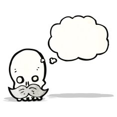 funny cartoon skull with mustache
