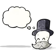 funny cartoon skull with mustache N2