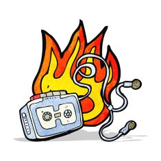 retro personal cassette player cartoon