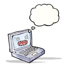 cartoon laptop computer with face