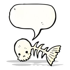 cartoon skeleton spooky fish
