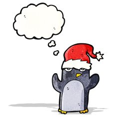 cartoon penguin in christmas hat N2