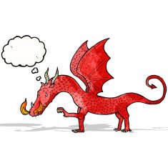 cartoon dragon with thought bubble N10