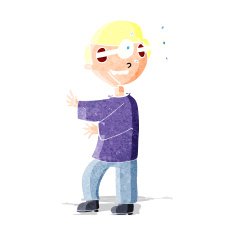 cartoon boy with popping out eyes