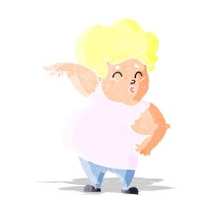 cartoon happy overweight lady