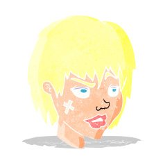 cartoon woman with plaster on face
