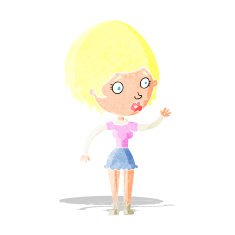 Cartoon Woman Waving N2