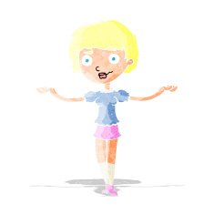cartoon woman spreading arms